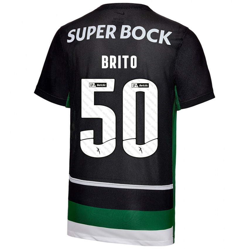 Niño Camiseta Alexandre Brito #50 Negro Blanco Verde 1ª Equipación 2024/25 La Camisa Argentina