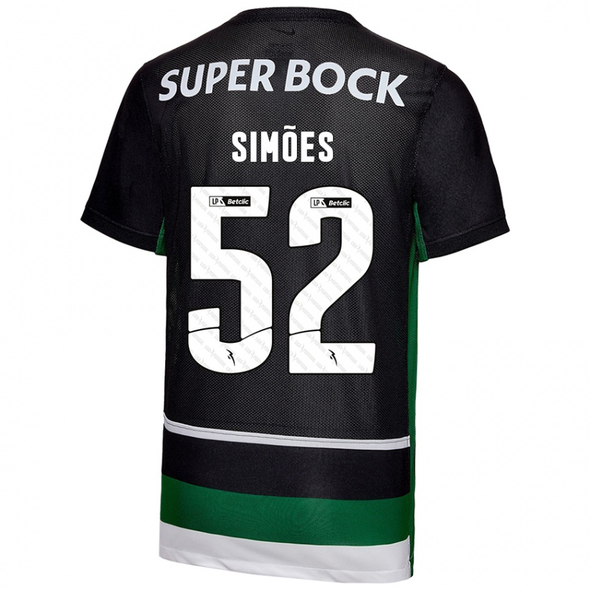 Niño Camiseta João Simões #52 Negro Blanco Verde 1ª Equipación 2024/25 La Camisa Argentina