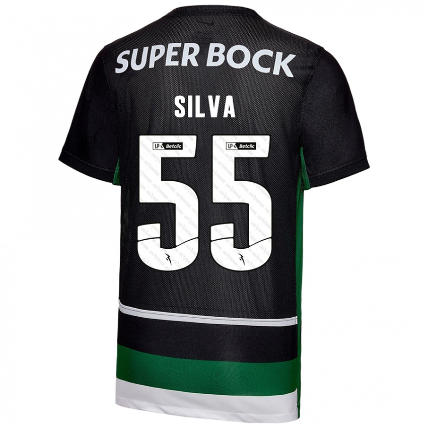 Niño Camiseta José Silva #55 Negro Blanco Verde 1ª Equipación 2024/25 La Camisa Argentina