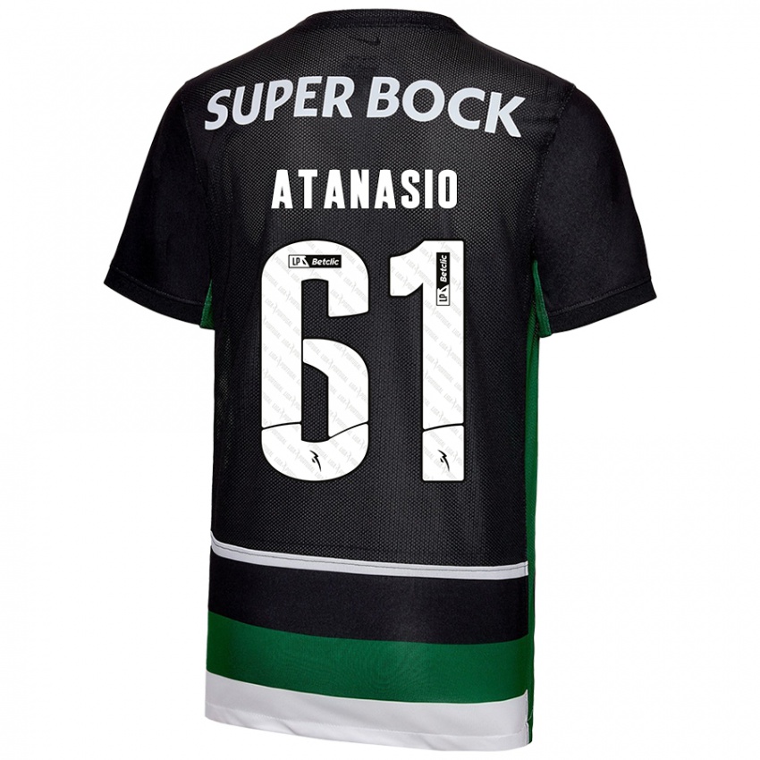 Niño Camiseta Atanásio #61 Negro Blanco Verde 1ª Equipación 2024/25 La Camisa Argentina