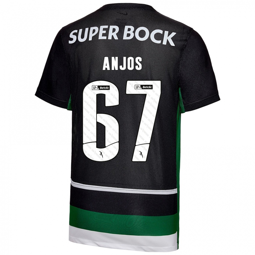 Niño Camiseta Lucas Anjos #67 Negro Blanco Verde 1ª Equipación 2024/25 La Camisa Argentina