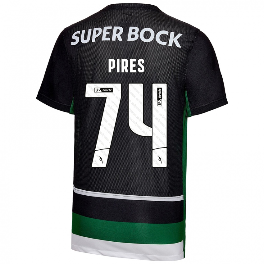 Niño Camiseta Guilherme Pires #74 Negro Blanco Verde 1ª Equipación 2024/25 La Camisa Argentina