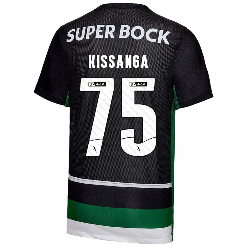 Niño Camiseta Manuel Kissanga #75 Negro Blanco Verde 1ª Equipación 2024/25 La Camisa Argentina