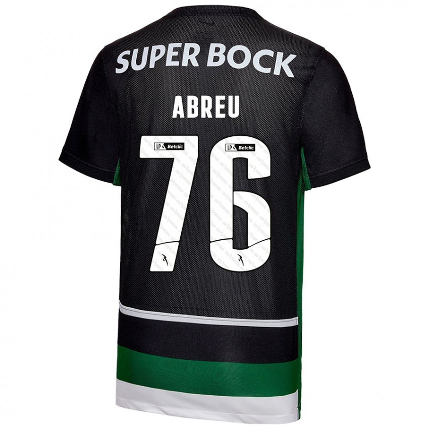 Niño Camiseta Diogo Abreu #76 Negro Blanco Verde 1ª Equipación 2024/25 La Camisa Argentina