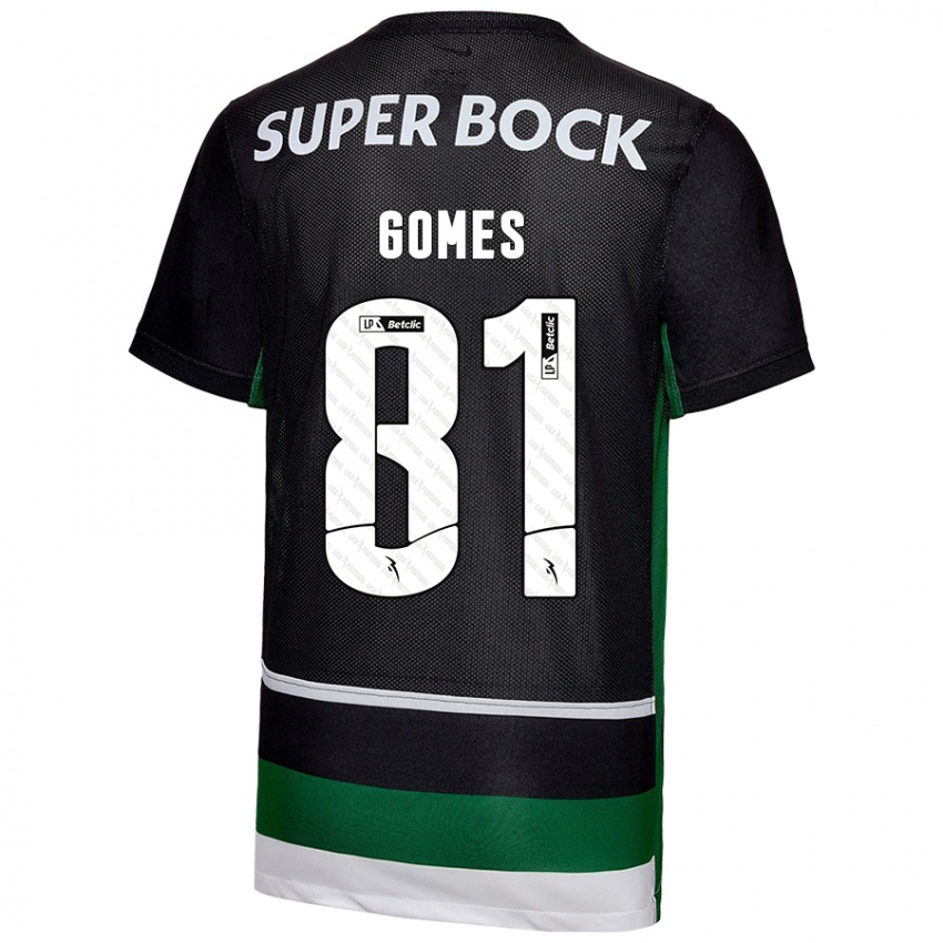 Niño Camiseta Salvador Gomes #81 Negro Blanco Verde 1ª Equipación 2024/25 La Camisa Argentina