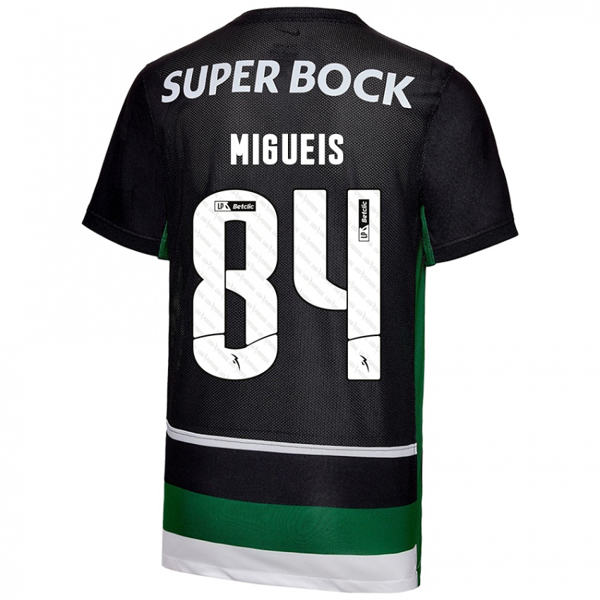 Niño Camiseta Pedro Miguéis #84 Negro Blanco Verde 1ª Equipación 2024/25 La Camisa Argentina