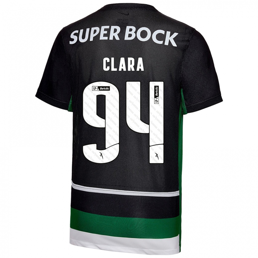 Niño Camiseta Diogo Clara #94 Negro Blanco Verde 1ª Equipación 2024/25 La Camisa Argentina