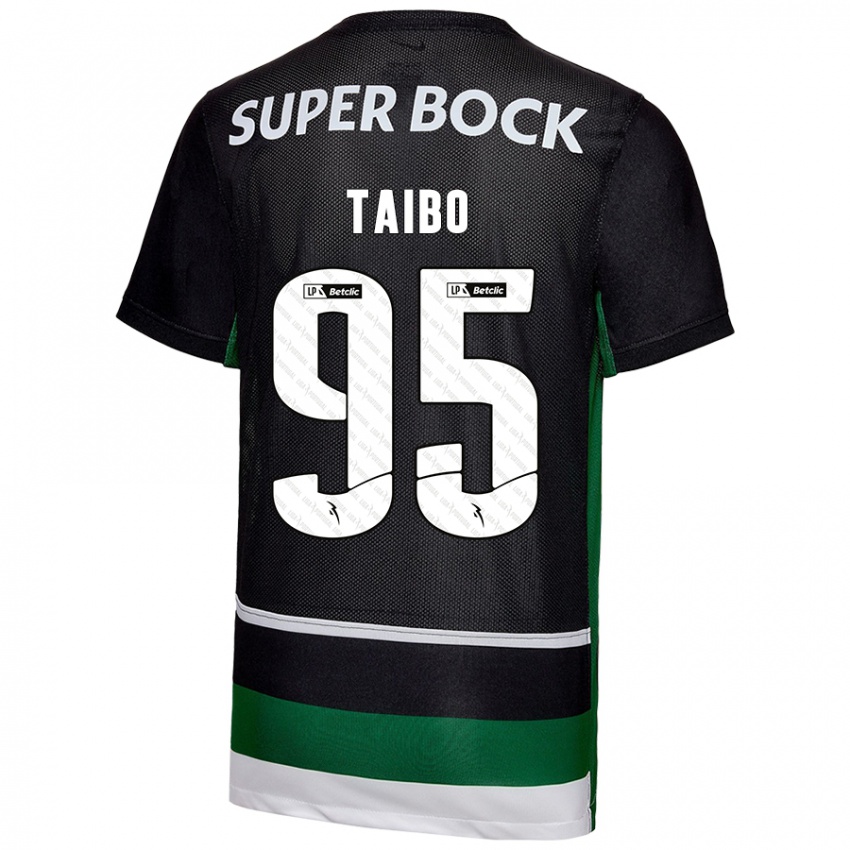 Niño Camiseta Lucas Taibo #95 Negro Blanco Verde 1ª Equipación 2024/25 La Camisa Argentina