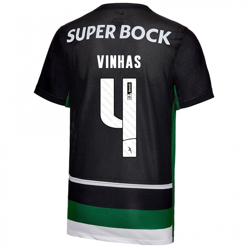 Niño Camiseta Gabriela Vinhas #4 Negro Blanco Verde 1ª Equipación 2024/25 La Camisa Argentina