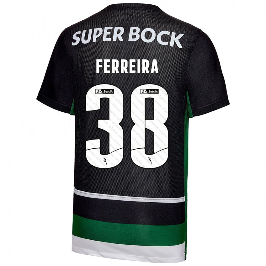 Niño Camiseta Marta Ferreira #38 Negro Blanco Verde 1ª Equipación 2024/25 La Camisa Argentina