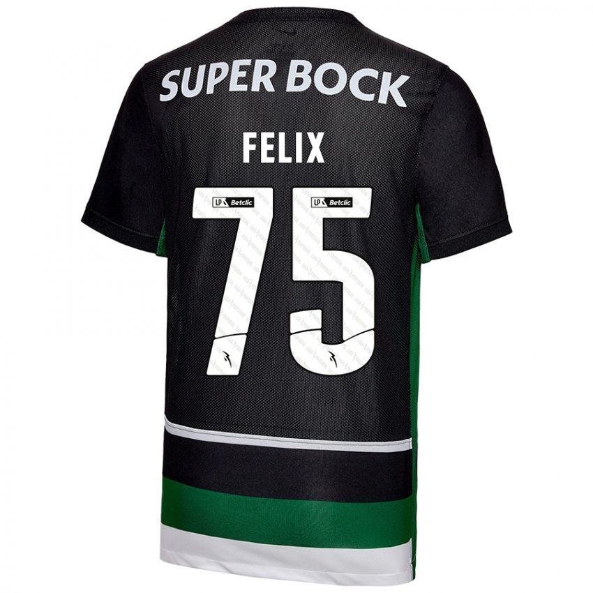 Niño Camiseta Vando Félix #75 Negro Blanco Verde 1ª Equipación 2024/25 La Camisa Argentina