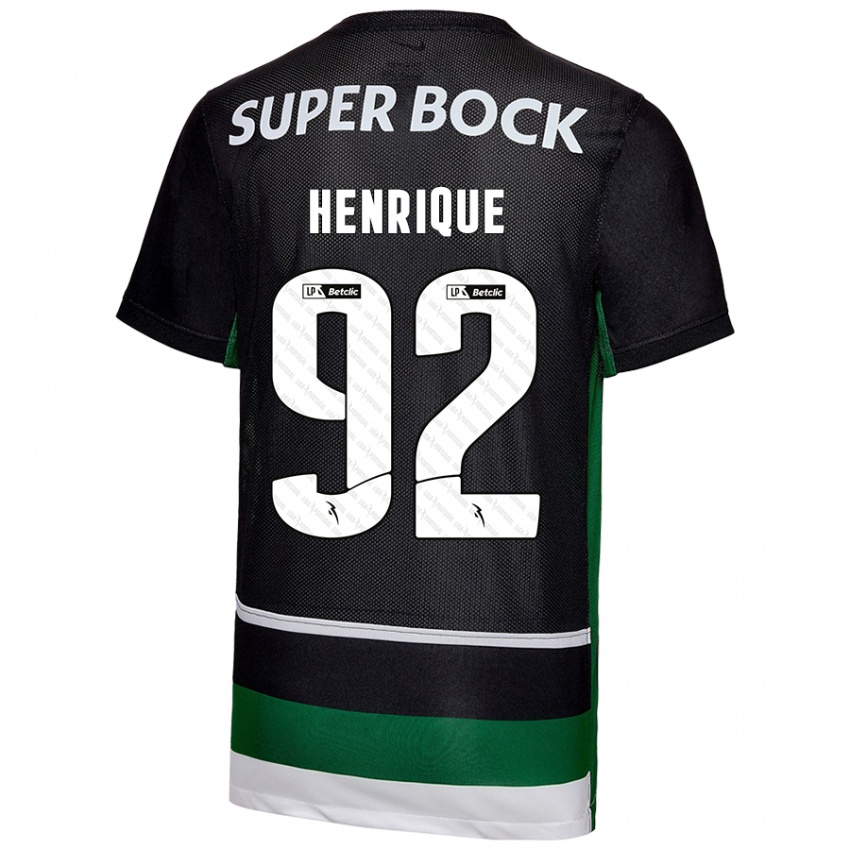 Niño Camiseta Eduardo Henrique #92 Negro Blanco Verde 1ª Equipación 2024/25 La Camisa Argentina