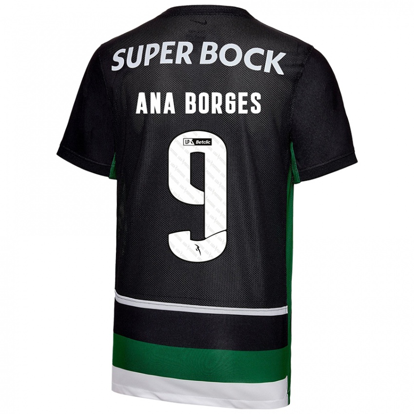 Niño Camiseta Ana Catarina Marques Borges #9 Negro Blanco Verde 1ª Equipación 2024/25 La Camisa Argentina