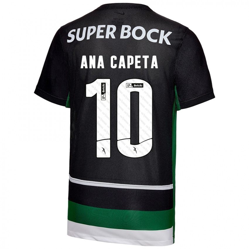 Niño Camiseta Ana Capeta #10 Negro Blanco Verde 1ª Equipación 2024/25 La Camisa Argentina