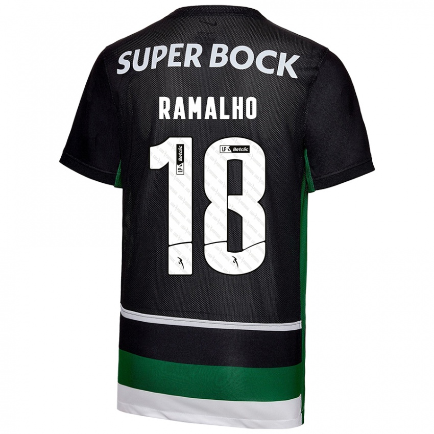 Niño Camiseta Inês Filipa Ramalho Gonçalves #18 Negro Blanco Verde 1ª Equipación 2024/25 La Camisa Argentina