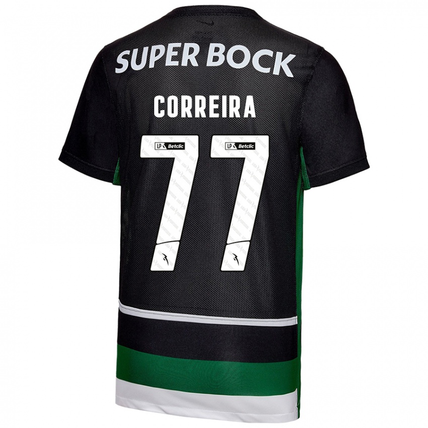 Niño Camiseta Alicia Figueiredo Lima Correia #77 Negro Blanco Verde 1ª Equipación 2024/25 La Camisa Argentina