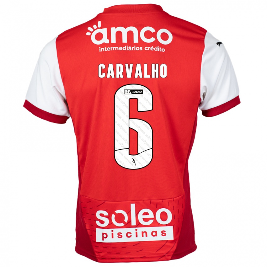 Niño Camiseta Vitor Carvalho #6 Rojo Blanco 1ª Equipación 2024/25 La Camisa Argentina