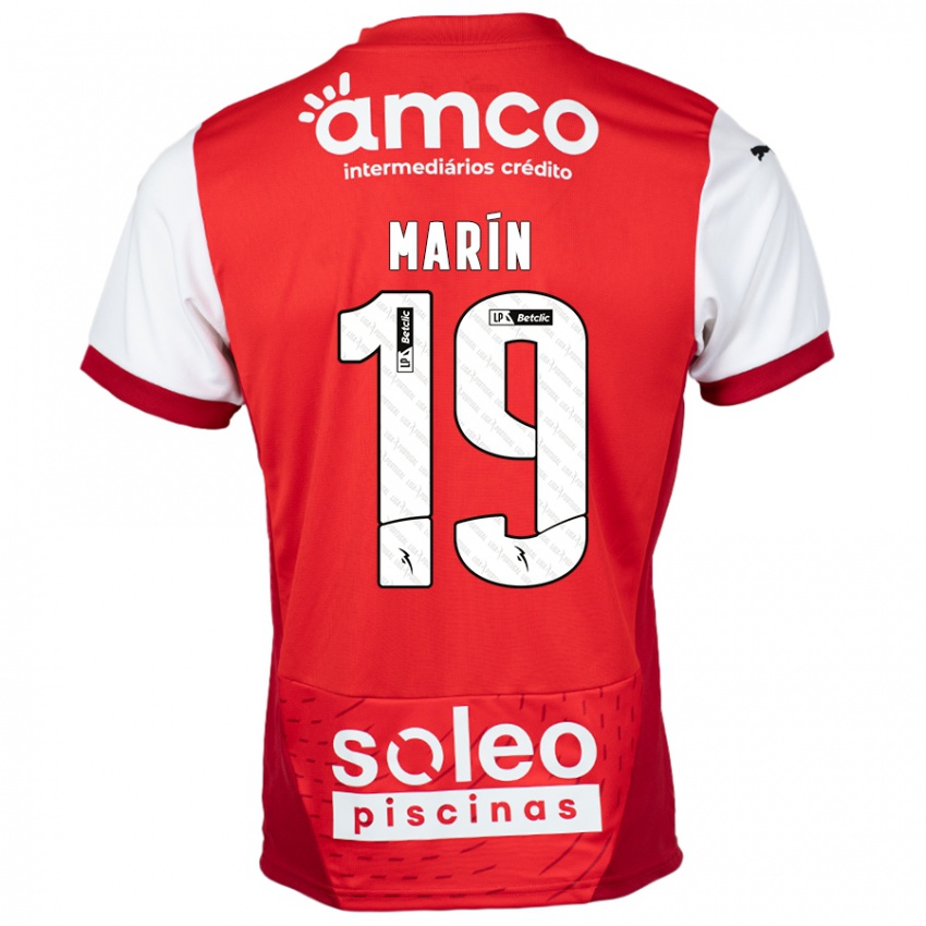 Niño Camiseta Adrián Marín #19 Rojo Blanco 1ª Equipación 2024/25 La Camisa Argentina