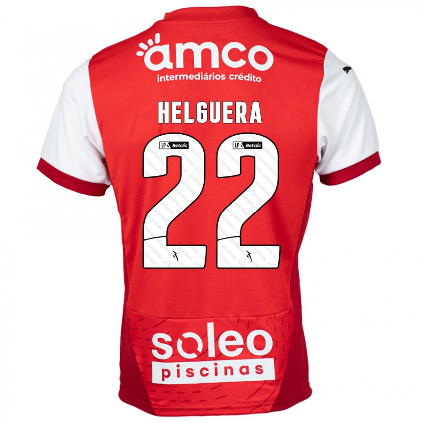 Niño Camiseta Thiago Helguera #22 Rojo Blanco 1ª Equipación 2024/25 La Camisa Argentina