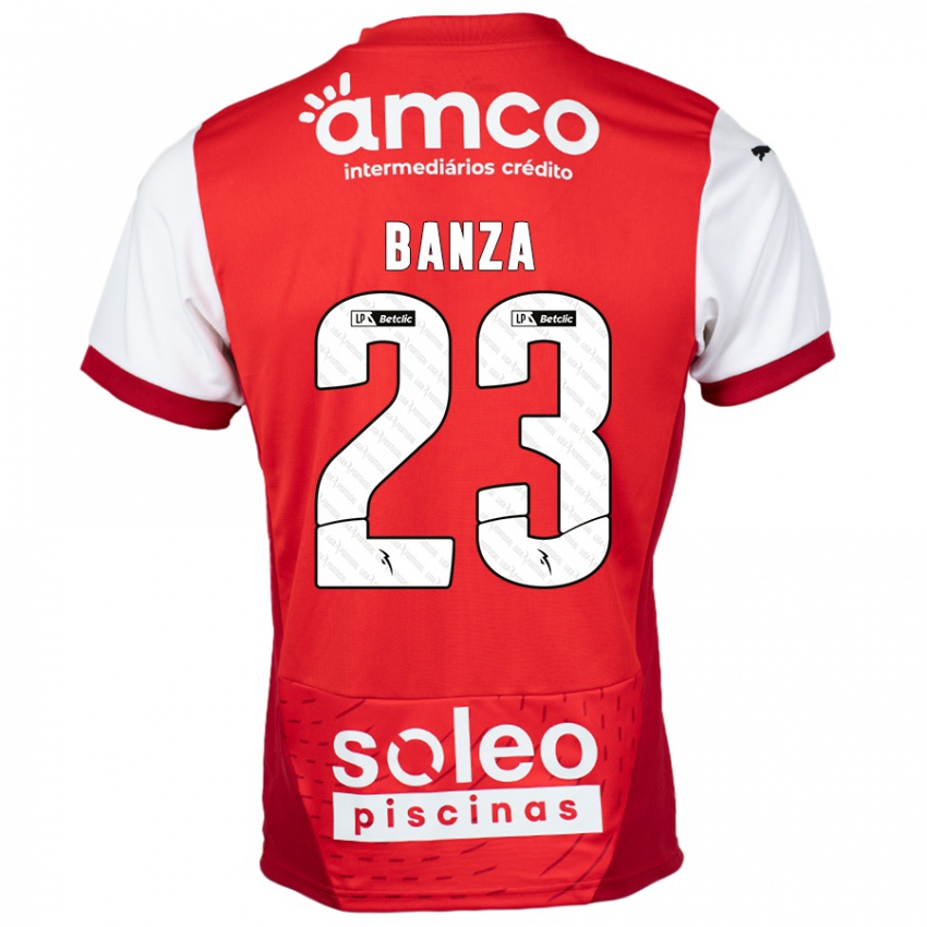 Niño Camiseta Simon Banza #23 Rojo Blanco 1ª Equipación 2024/25 La Camisa Argentina