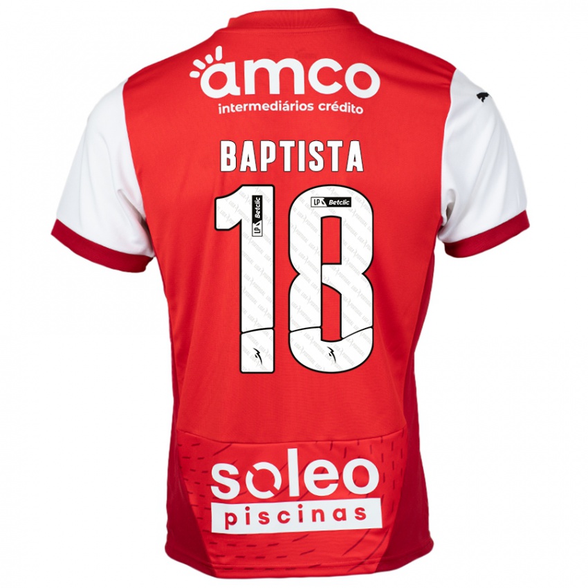 Niño Camiseta Tiago Baptista #18 Rojo Blanco 1ª Equipación 2024/25 La Camisa Argentina