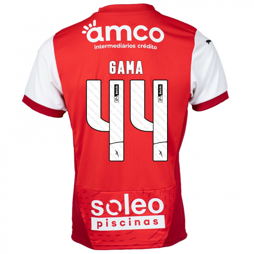 Niño Camiseta Dinis Gama #44 Rojo Blanco 1ª Equipación 2024/25 La Camisa Argentina