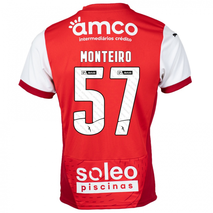 Niño Camiseta Jordan Monteiro #57 Rojo Blanco 1ª Equipación 2024/25 La Camisa Argentina