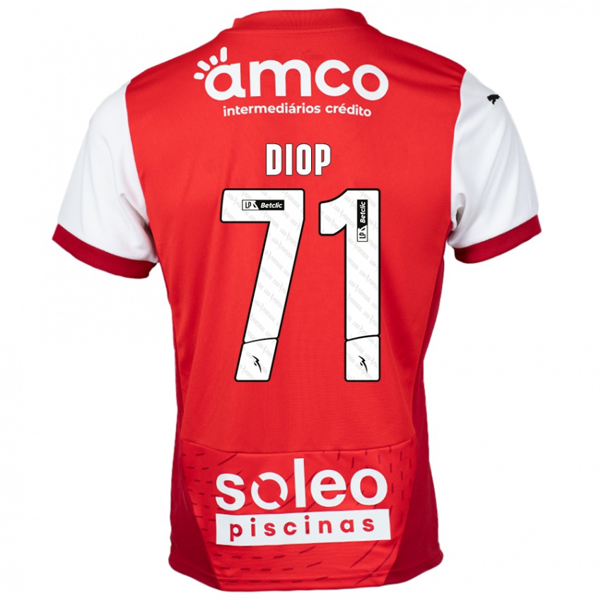 Niño Camiseta Mamadou Diop #71 Rojo Blanco 1ª Equipación 2024/25 La Camisa Argentina