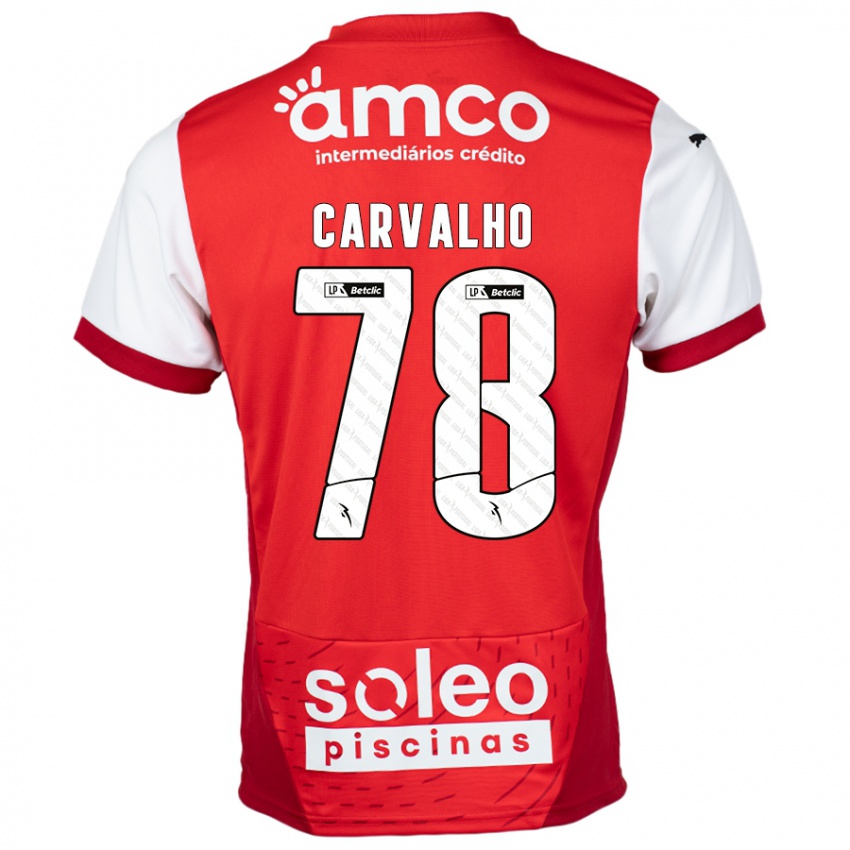 Niño Camiseta João Carvalho #78 Rojo Blanco 1ª Equipación 2024/25 La Camisa Argentina