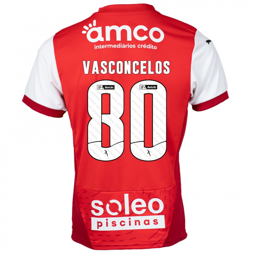 Niño Camiseta Vasconcelos #80 Rojo Blanco 1ª Equipación 2024/25 La Camisa Argentina