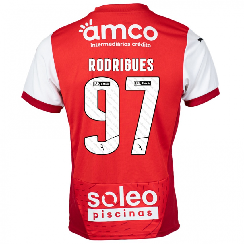 Niño Camiseta Dinis Rodrigues #97 Rojo Blanco 1ª Equipación 2024/25 La Camisa Argentina