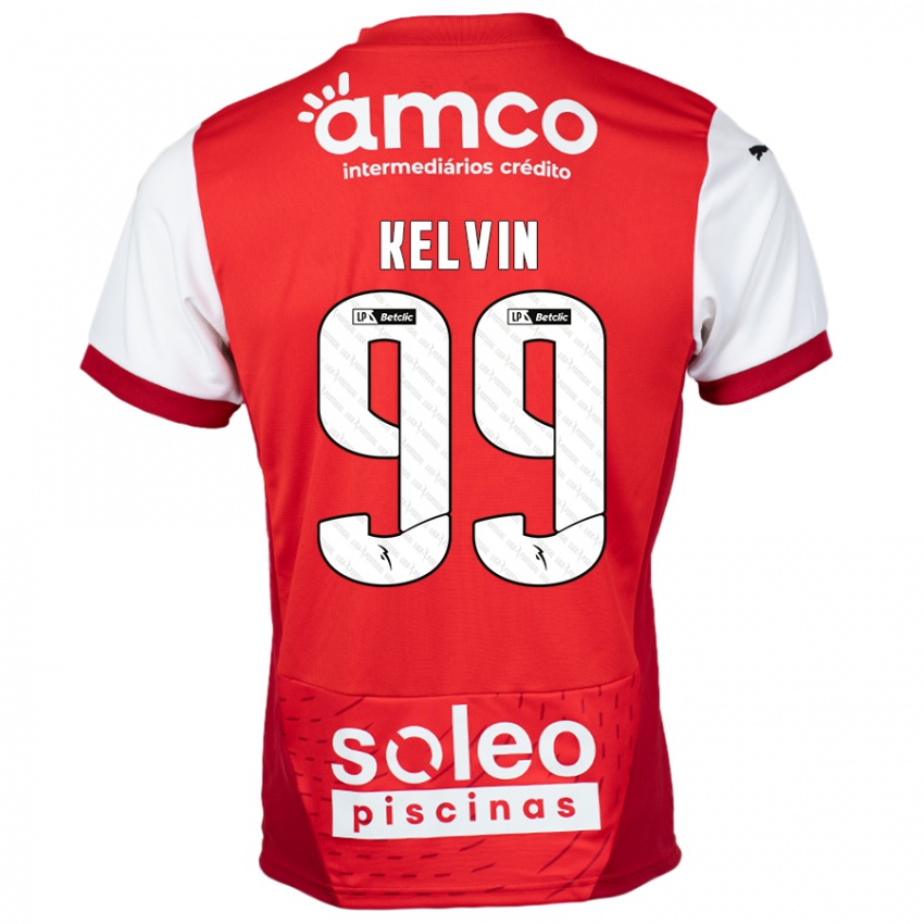 Niño Camiseta Kauan Kelvin #99 Rojo Blanco 1ª Equipación 2024/25 La Camisa Argentina