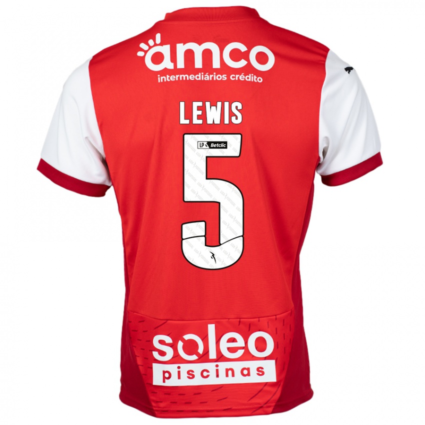 Niño Camiseta Leah Lewis #5 Rojo Blanco 1ª Equipación 2024/25 La Camisa Argentina