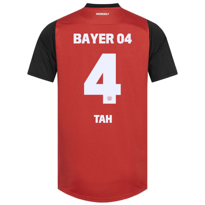 Niño Camiseta Jonathan Tah #4 Rojo Negro 1ª Equipación 2024/25 La Camisa Argentina