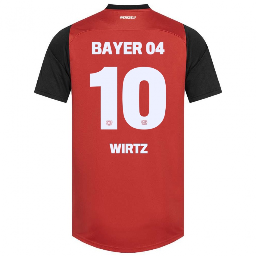 Niño Camiseta Florian Wirtz #10 Rojo Negro 1ª Equipación 2024/25 La Camisa Argentina