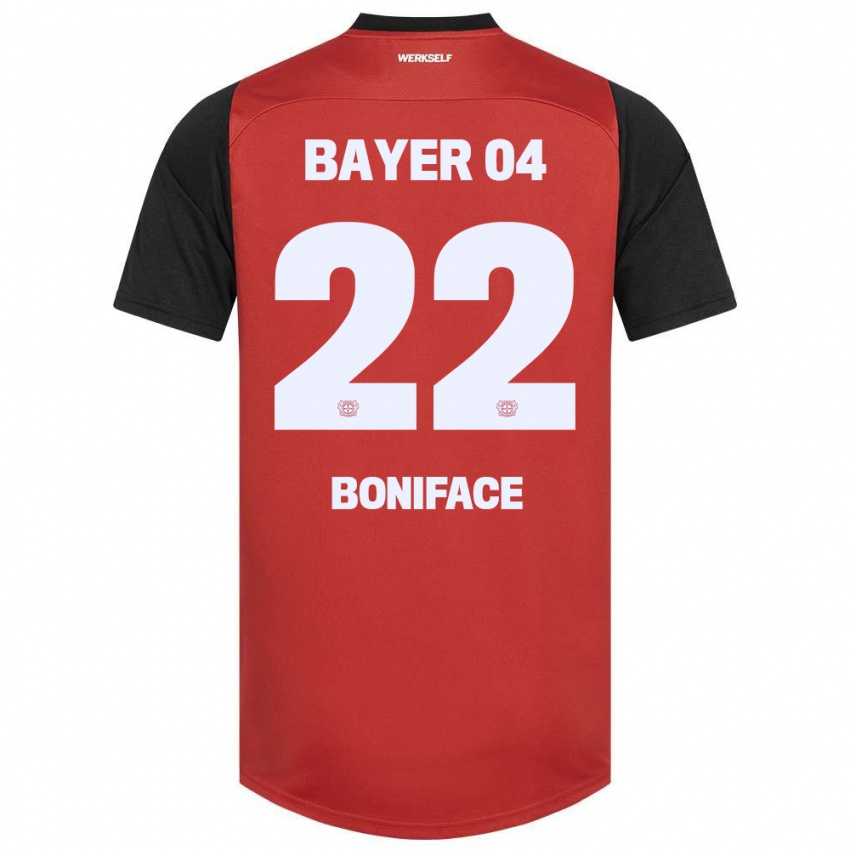 Niño Camiseta Victor Boniface #22 Rojo Negro 1ª Equipación 2024/25 La Camisa Argentina