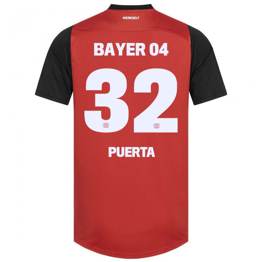 Niño Camiseta Gustavo Puerta #32 Rojo Negro 1ª Equipación 2024/25 La Camisa Argentina