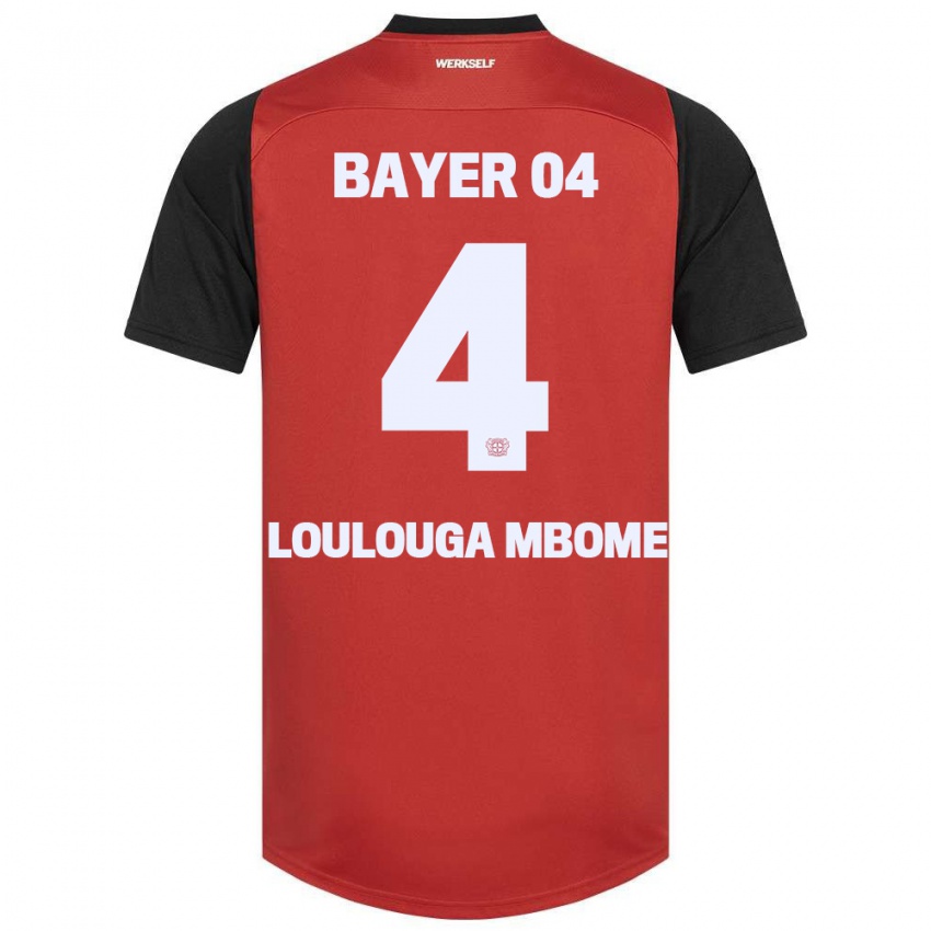 Niño Camiseta Adrien Loulouga Mbome #4 Rojo Negro 1ª Equipación 2024/25 La Camisa Argentina