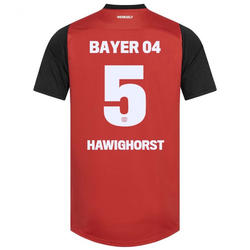 Niño Camiseta Ben Hawighorst #5 Rojo Negro 1ª Equipación 2024/25 La Camisa Argentina