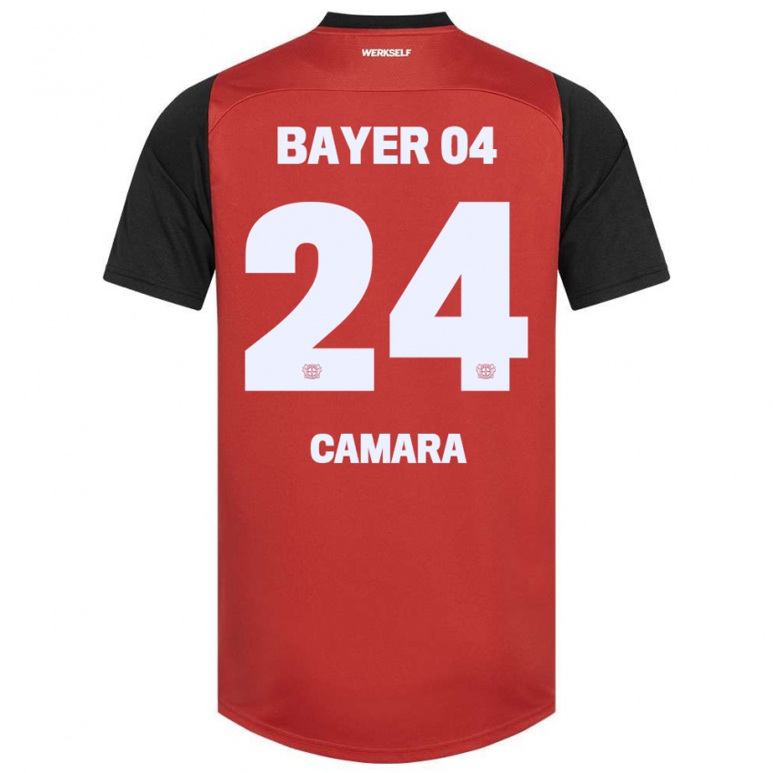 Niño Camiseta Nourdine Camara #24 Rojo Negro 1ª Equipación 2024/25 La Camisa Argentina