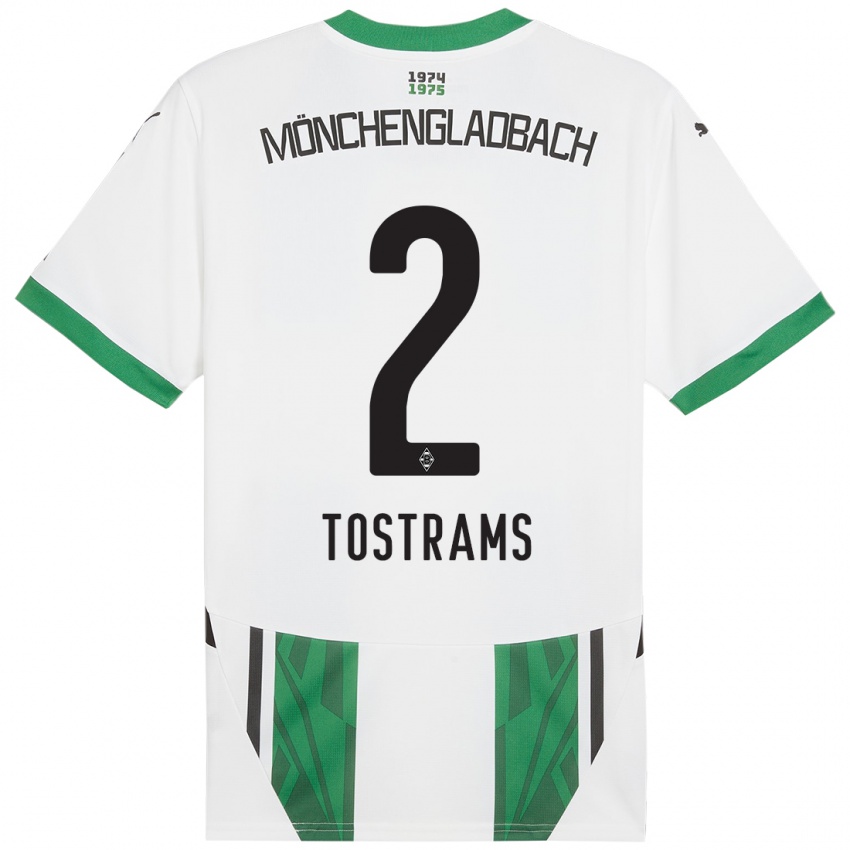 Niño Camiseta Eva Tostrams #2 Blanco Verde 1ª Equipación 2024/25 La Camisa Argentina