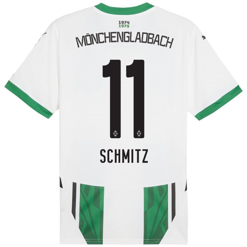 Niño Camiseta Louisa Schmitz #11 Blanco Verde 1ª Equipación 2024/25 La Camisa Argentina