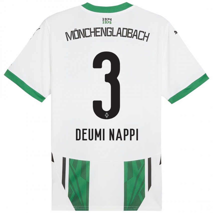 Niño Camiseta Dimitrie Deumi Nappi #3 Blanco Verde 1ª Equipación 2024/25 La Camisa Argentina