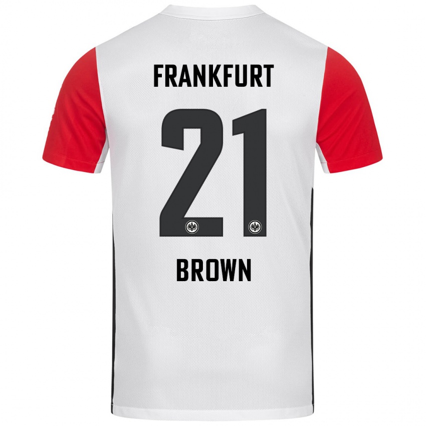 Niño Camiseta Nathaniel Brown #21 Blanco Rojo 1ª Equipación 2024/25 La Camisa Argentina