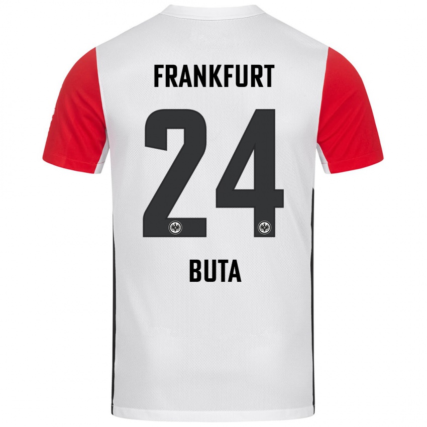 Niño Camiseta Aurélio Buta #24 Blanco Rojo 1ª Equipación 2024/25 La Camisa Argentina