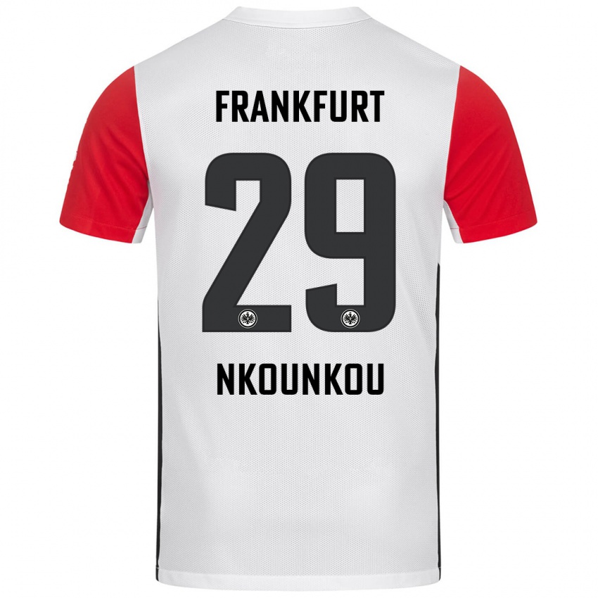 Niño Camiseta Niels Nkounkou #29 Blanco Rojo 1ª Equipación 2024/25 La Camisa Argentina