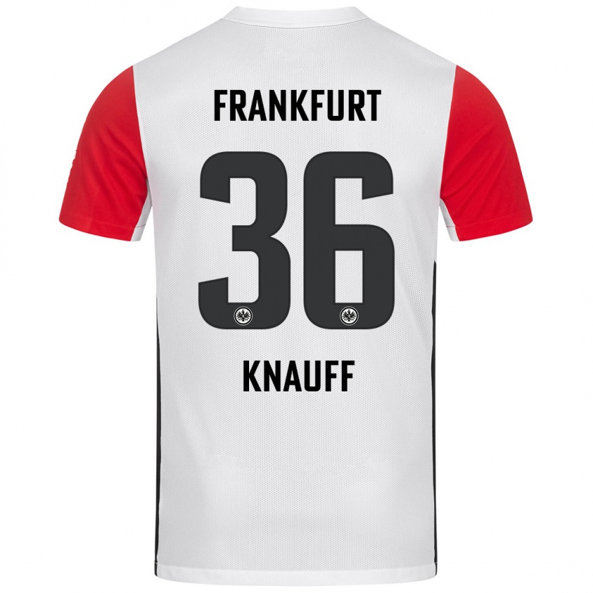 Niño Camiseta Ansgar Knauff #36 Blanco Rojo 1ª Equipación 2024/25 La Camisa Argentina