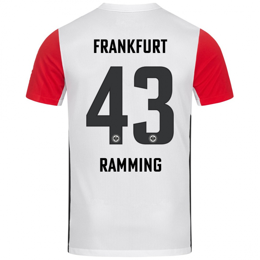 Niño Camiseta Nils Ramming #43 Blanco Rojo 1ª Equipación 2024/25 La Camisa Argentina