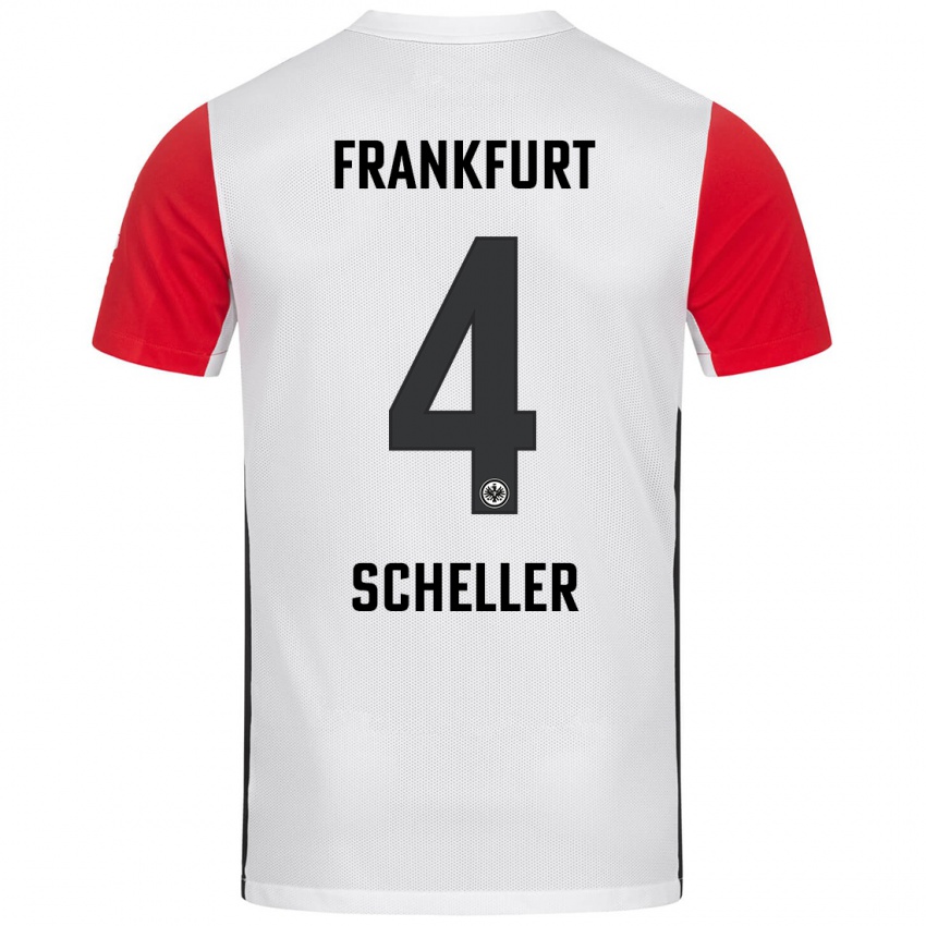 Niño Camiseta Niklas Scheller #4 Blanco Rojo 1ª Equipación 2024/25 La Camisa Argentina