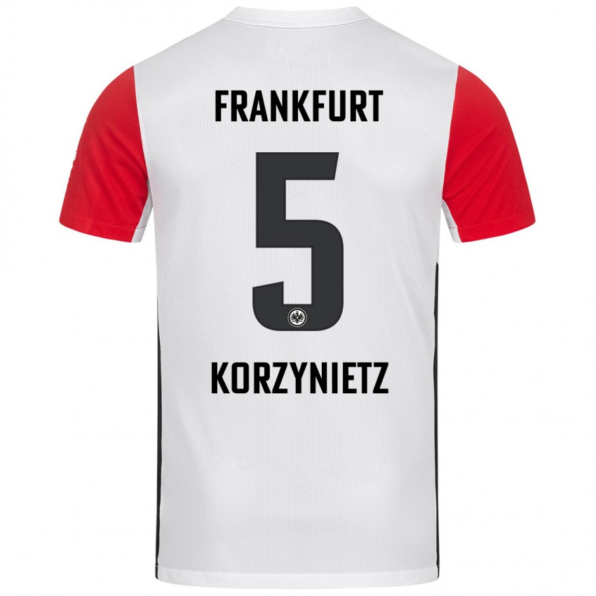 Niño Camiseta Jaden Korzynietz #5 Blanco Rojo 1ª Equipación 2024/25 La Camisa Argentina